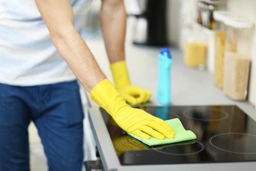 Technician providing mattress cleaning in a West Hampstead bedroom