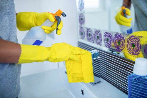 Cleaner removing built-up grease from an oven in a local home